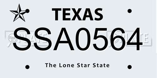 SSA0564 Texas License Plate