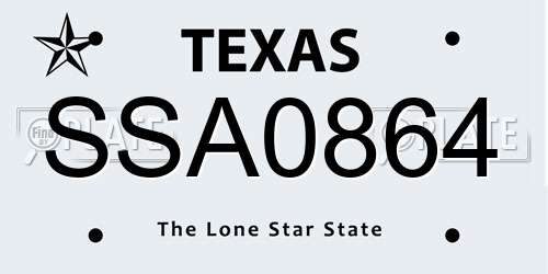 SSA0864 Texas License Plate