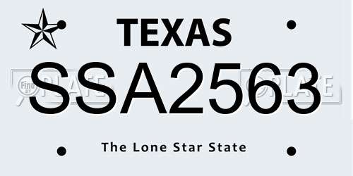 SSA2563 Texas License Plate