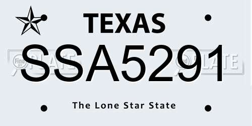 SSA5291 Texas License Plate