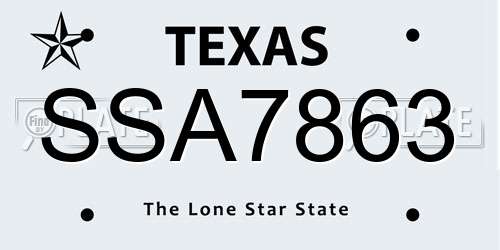 SSA7863 Texas License Plate