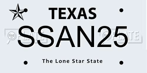 SSAN25 Texas License Plate