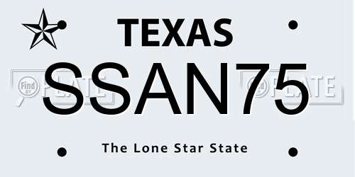 SSAN75 Texas License Plate