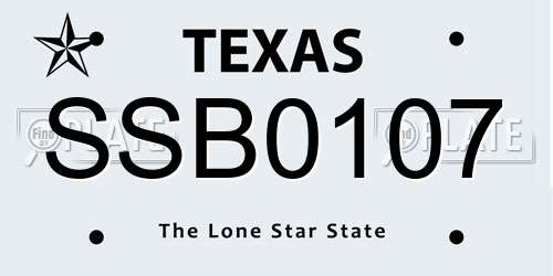 SSB0107 Texas License Plate