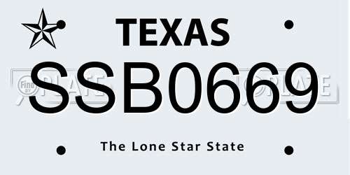 SSB0669 Texas License Plate