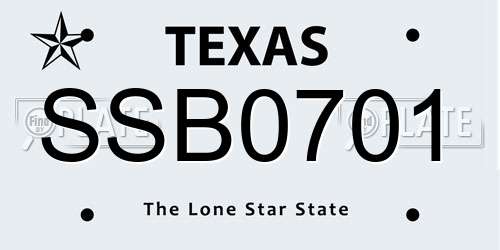 SSB0701 Texas License Plate