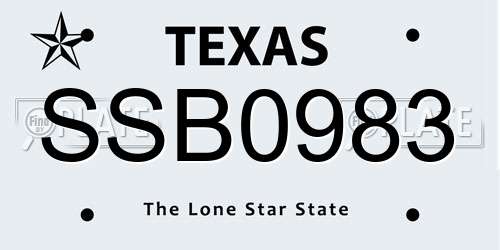 SSB0983 Texas License Plate