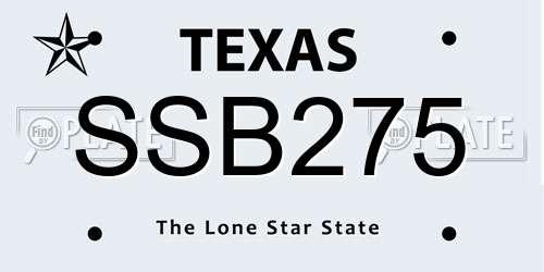 SSB275 Texas License Plate