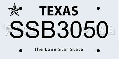 SSB3050 Texas License Plate