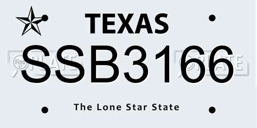 SSB3166 Texas License Plate