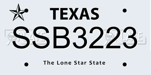 SSB3223 Texas License Plate