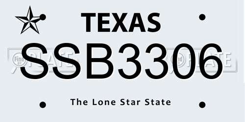 SSB3306 Texas License Plate
