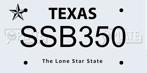 SSB350 Texas License Plate
