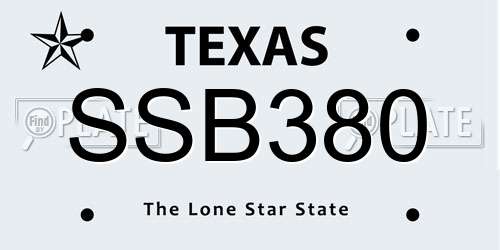 SSB380 Texas License Plate