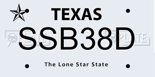 SSB38D Texas License Plate