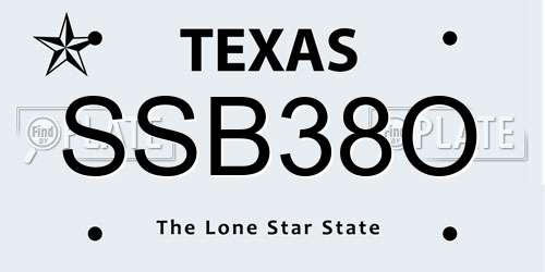 SSB38O Texas License Plate