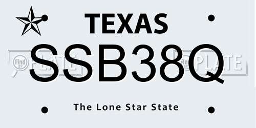 SSB38Q Texas License Plate