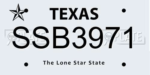 SSB3971 Texas License Plate