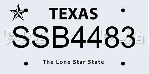 SSB4483 Texas License Plate