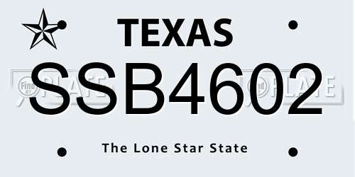 SSB4602 Texas License Plate