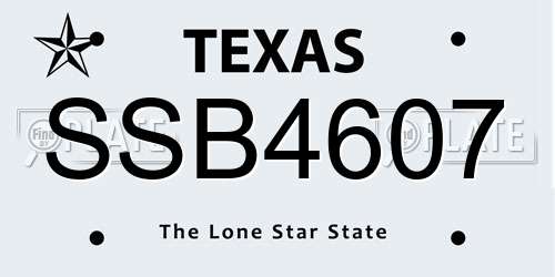 SSB4607 Texas License Plate