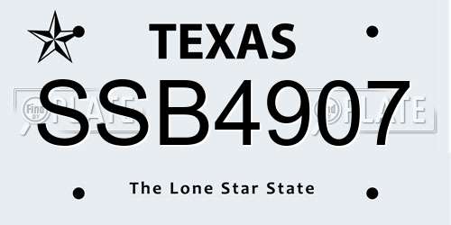 SSB4907 Texas License Plate