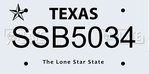 SSB5034 Texas License Plate