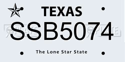 SSB5074 Texas License Plate