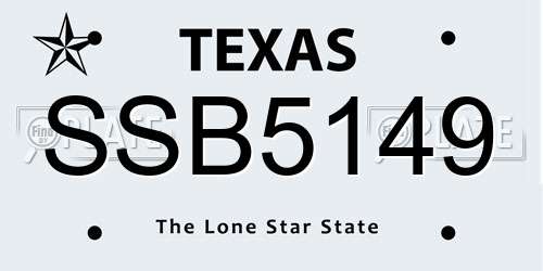 SSB5149 Texas License Plate