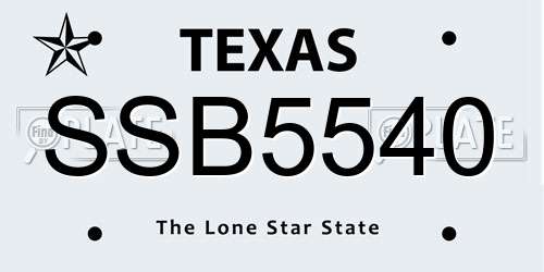 SSB5540 Texas License Plate