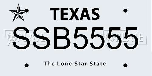 SSB5555 Texas License Plate