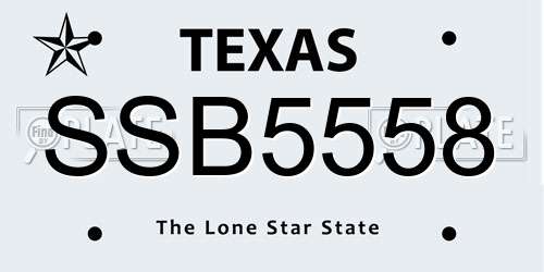 SSB5558 Texas License Plate