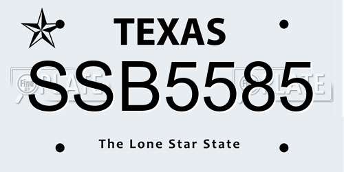 SSB5585 Texas License Plate