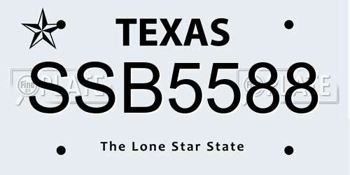 SSB5588 Texas License Plate
