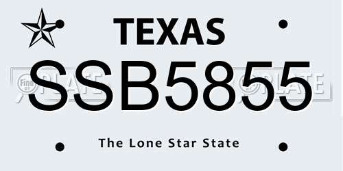 SSB5855 Texas License Plate