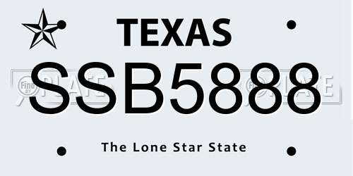 SSB5888 Texas License Plate
