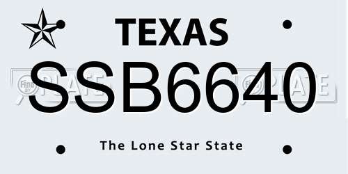 SSB6640 Texas License Plate
