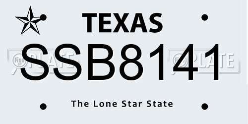 SSB8141 Texas License Plate