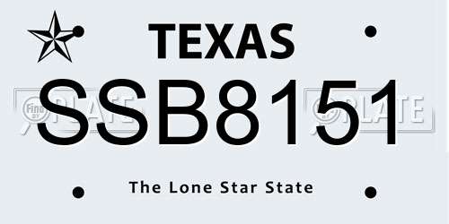 SSB8151 Texas License Plate
