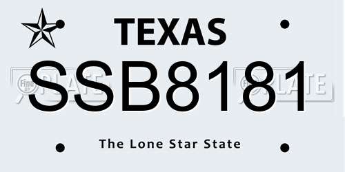 SSB8181 Texas License Plate