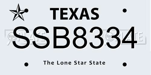SSB8334 Texas License Plate