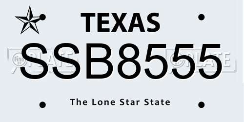 SSB8555 Texas License Plate