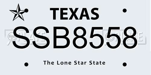 SSB8558 Texas License Plate