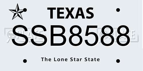 SSB8588 Texas License Plate