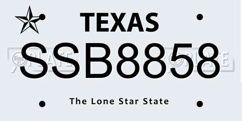 SSB8858 Texas License Plate