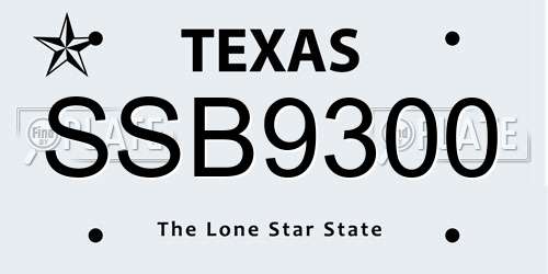 SSB9300 Texas License Plate