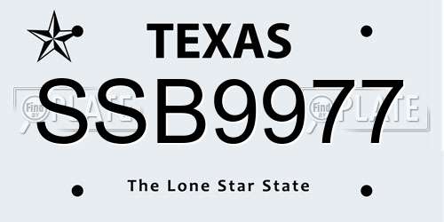 SSB9977 Texas License Plate