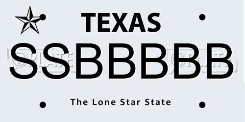 SSBBBBB Texas License Plate