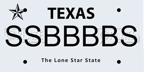 SSBBBBS Texas License Plate