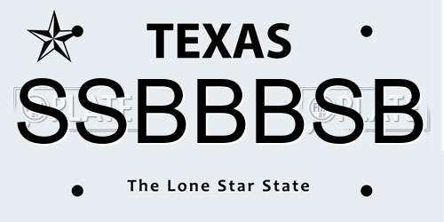 SSBBBSB Texas License Plate
